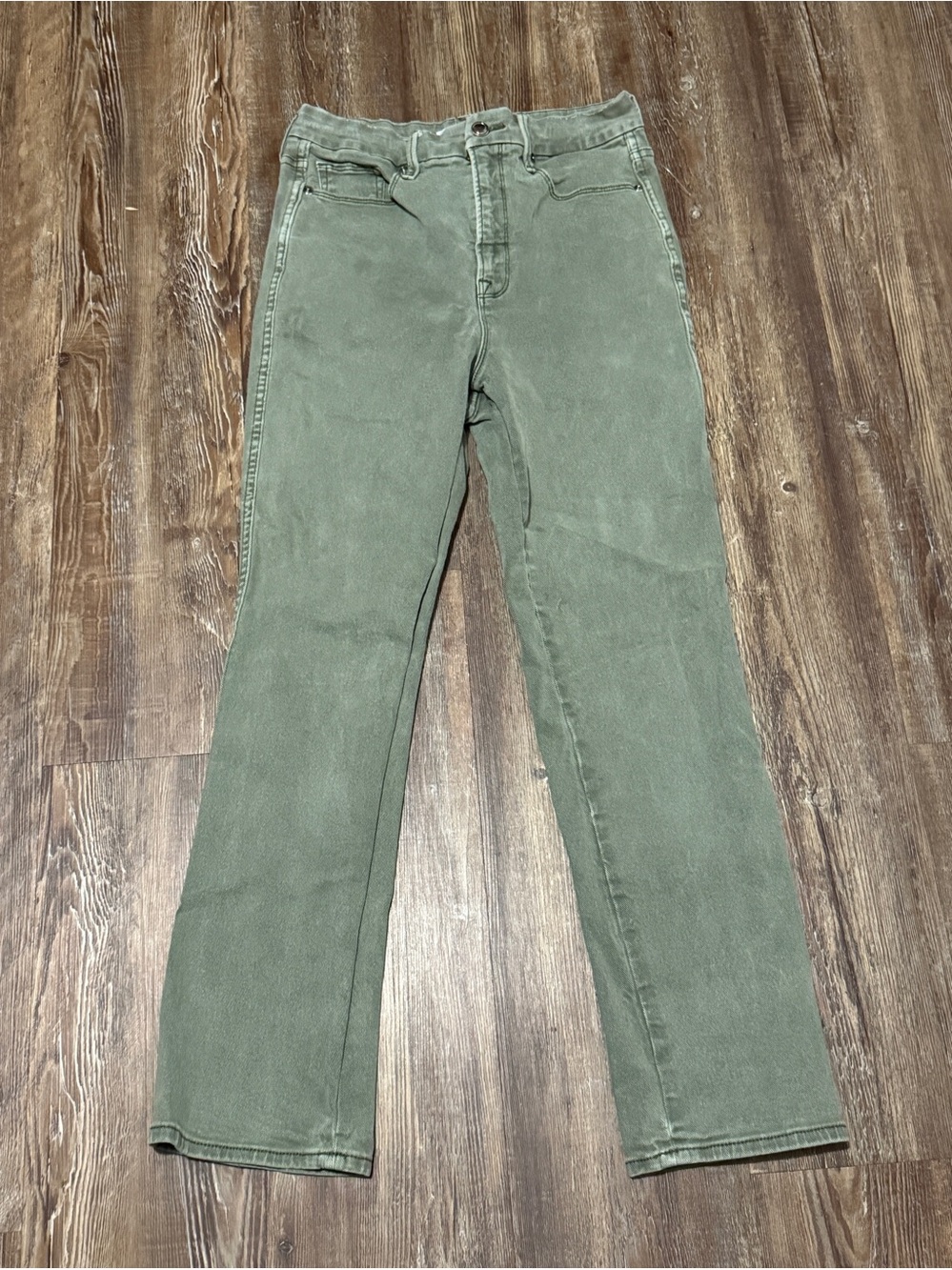 Good American Good Curve Jeans Women's 8/29 High Rise Stretchy Fit in Olive Wash